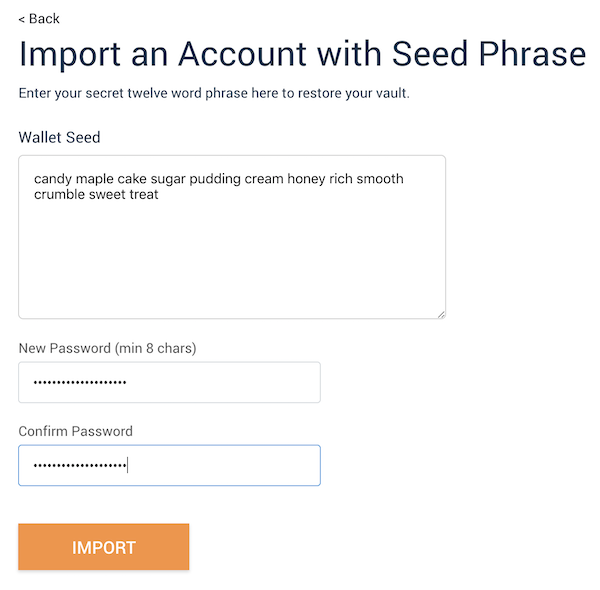 MetaMask seed phrase