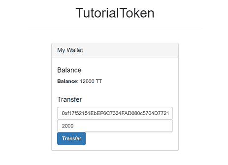 TutorialToken Wallet transfer recipient